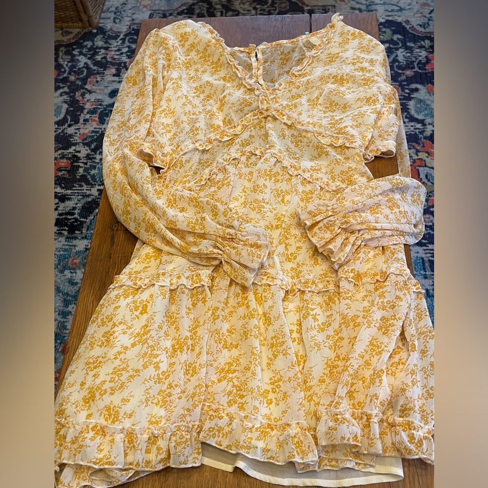 Yellow Ruffle Floral Dress